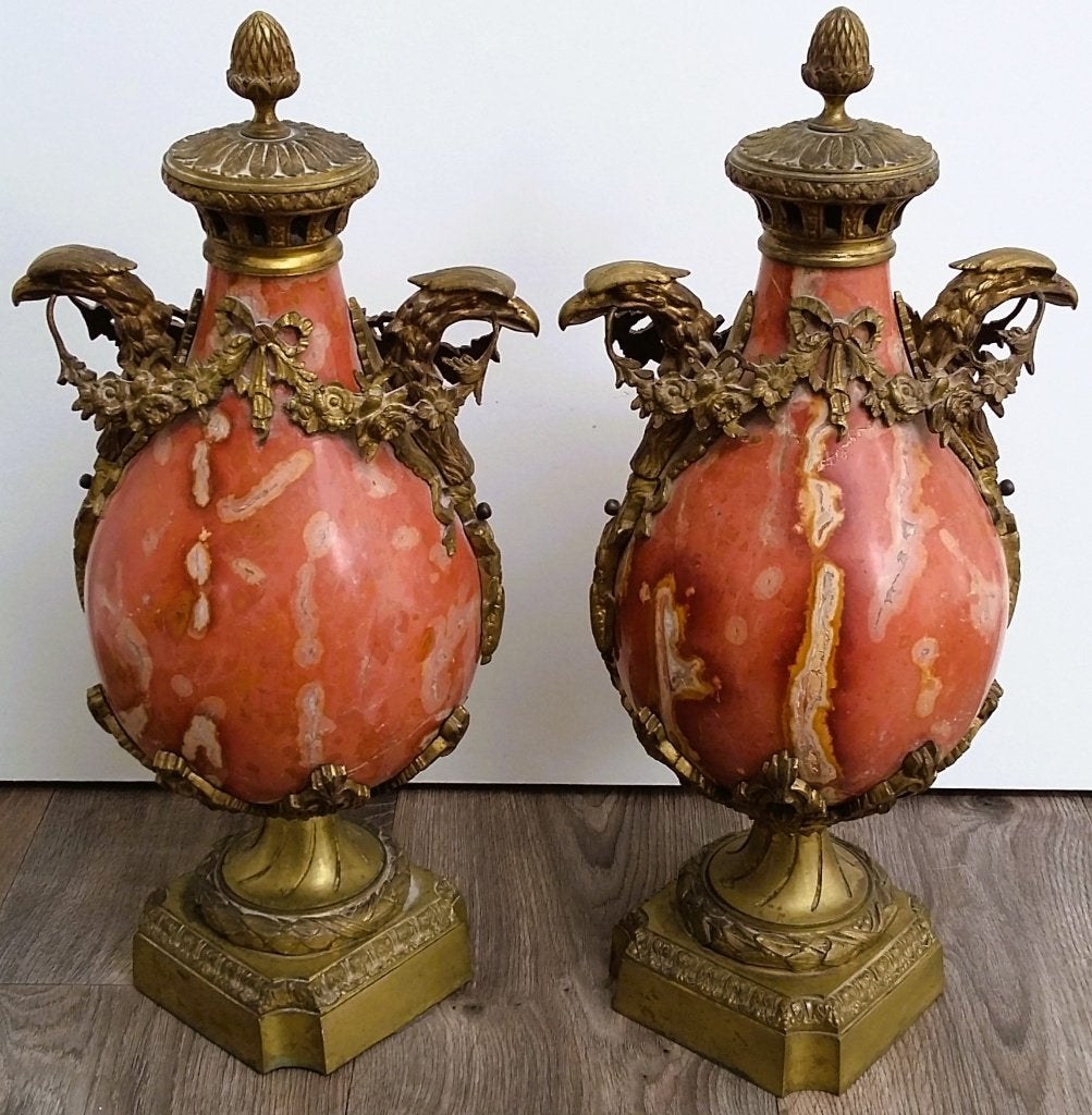 Omstreeks 1850-1875 GROTE Marmeren Schouw Siervazen Vaas, Antiek en Kunst, Ophalen