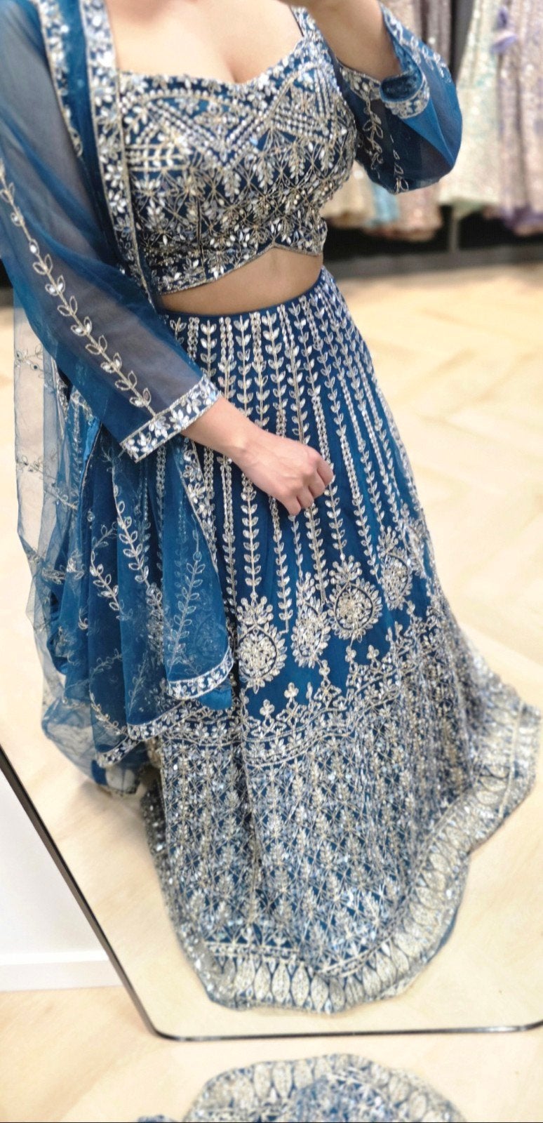 lehenga, Maat 38/40 (M), Overige typen, Blauw, Nieuw