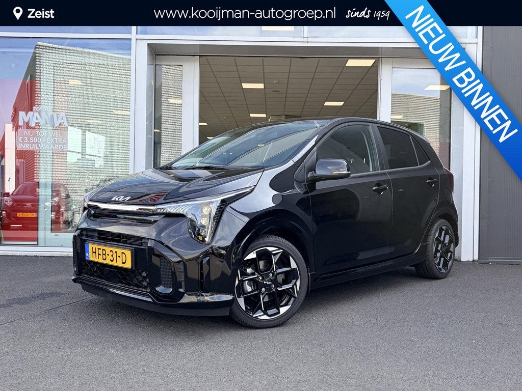 Kia Picanto 1.0 DPI GT-Line | Stoel voor en stuurwielverwarm, Auto's, Kia, Voorwielaandrijving, Euro 6, 4 stoelen, Zwart