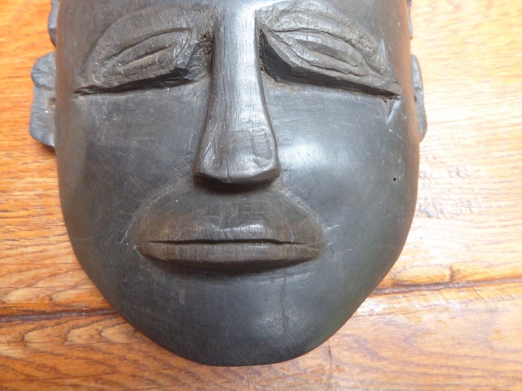 Ebbenhouten handgesneden masker, Handgemaakt, 20 - 50 cm, Hout, Bruin