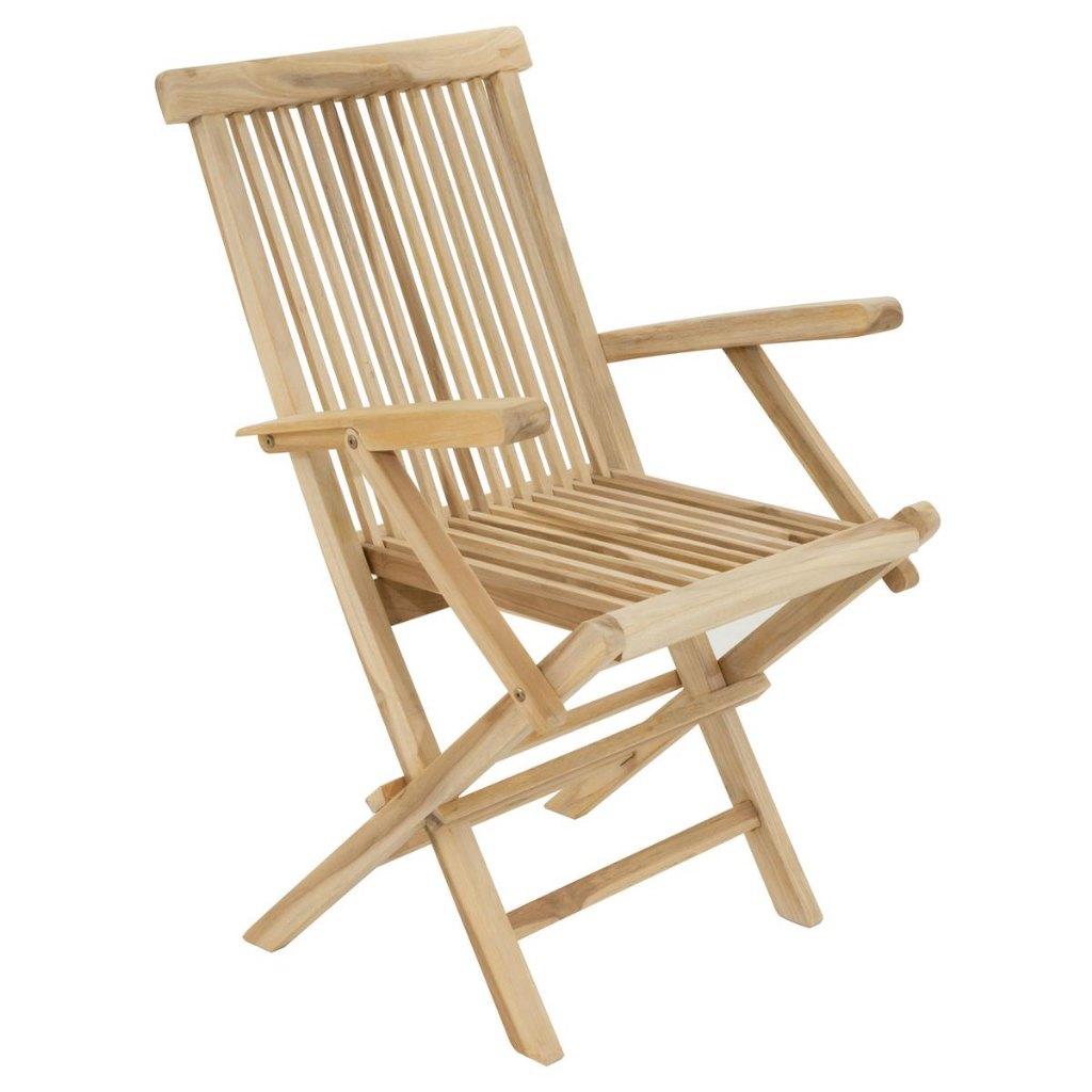 Luxe teakhouten opklapbare tuinstoel - fauteuil & armleuning, Ophalen of Verzenden, Nieuw