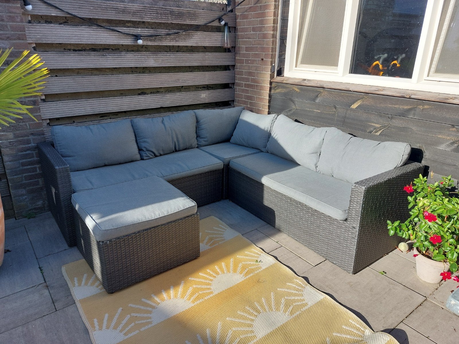 Tuinset incl hockers en kussens antraciet, Ophalen, Gebruikt