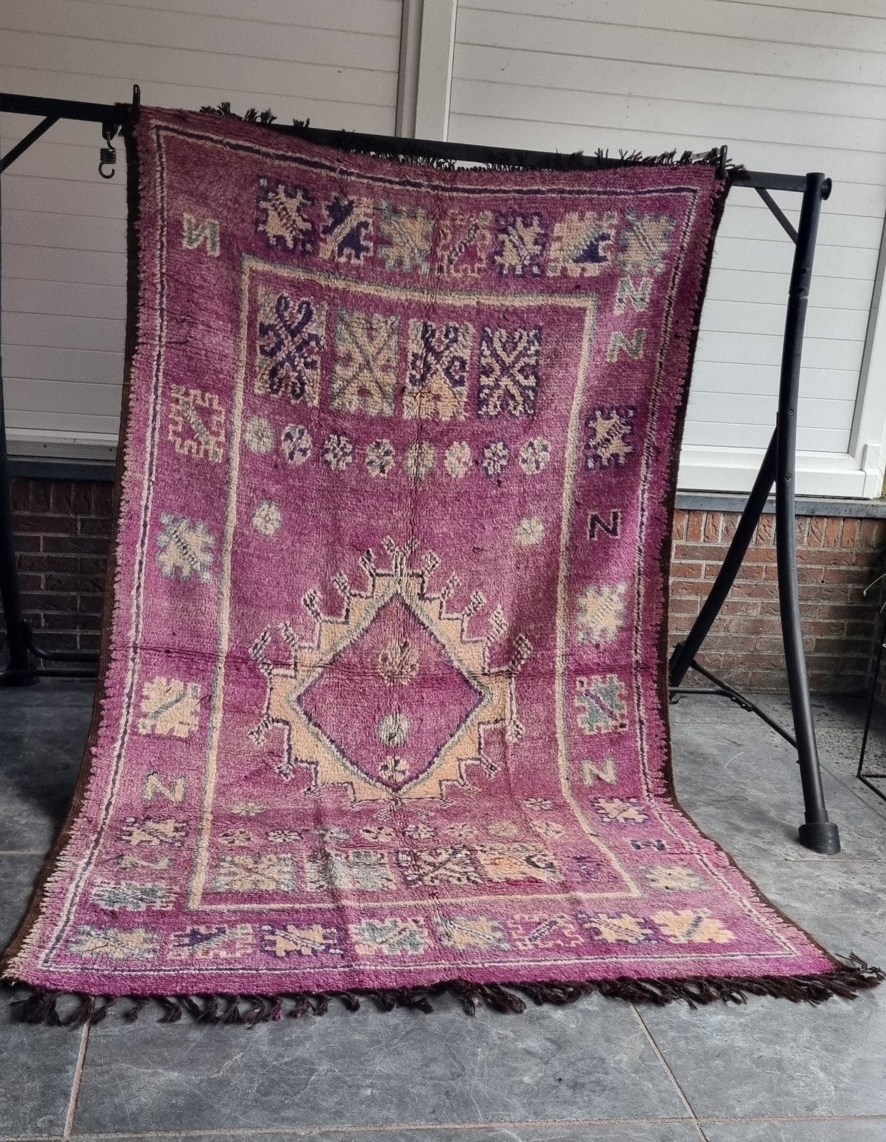 Marokkaans Berber vloerkleed - paars 150x265 cm, 100 tot 150 cm, Verzenden, 150 tot 200 cm, Rechthoekig