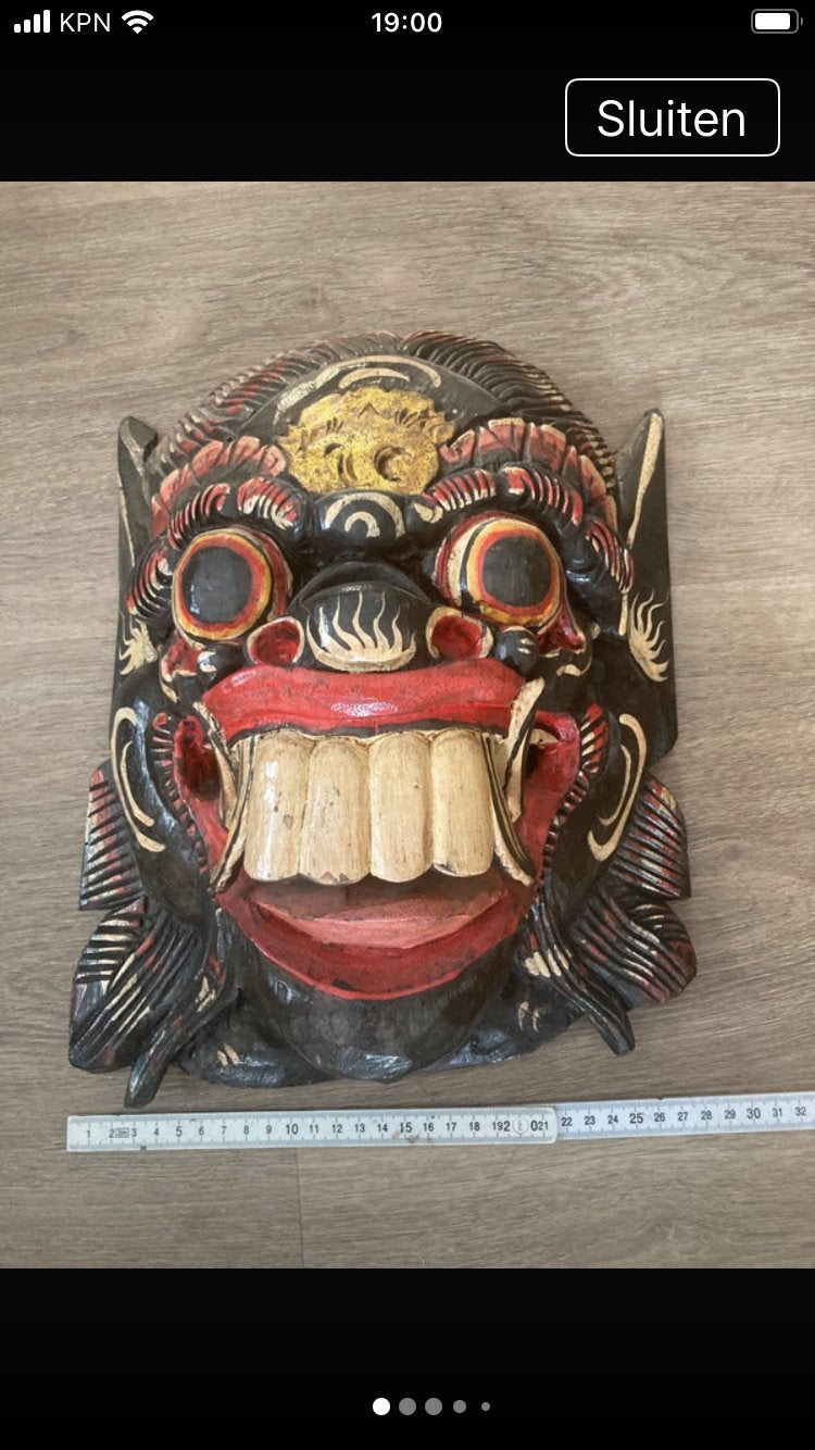 Balinees Barong masker - Houtsnijwerk, Hout, Masker, Handgemaakt, Ophalen of Verzenden