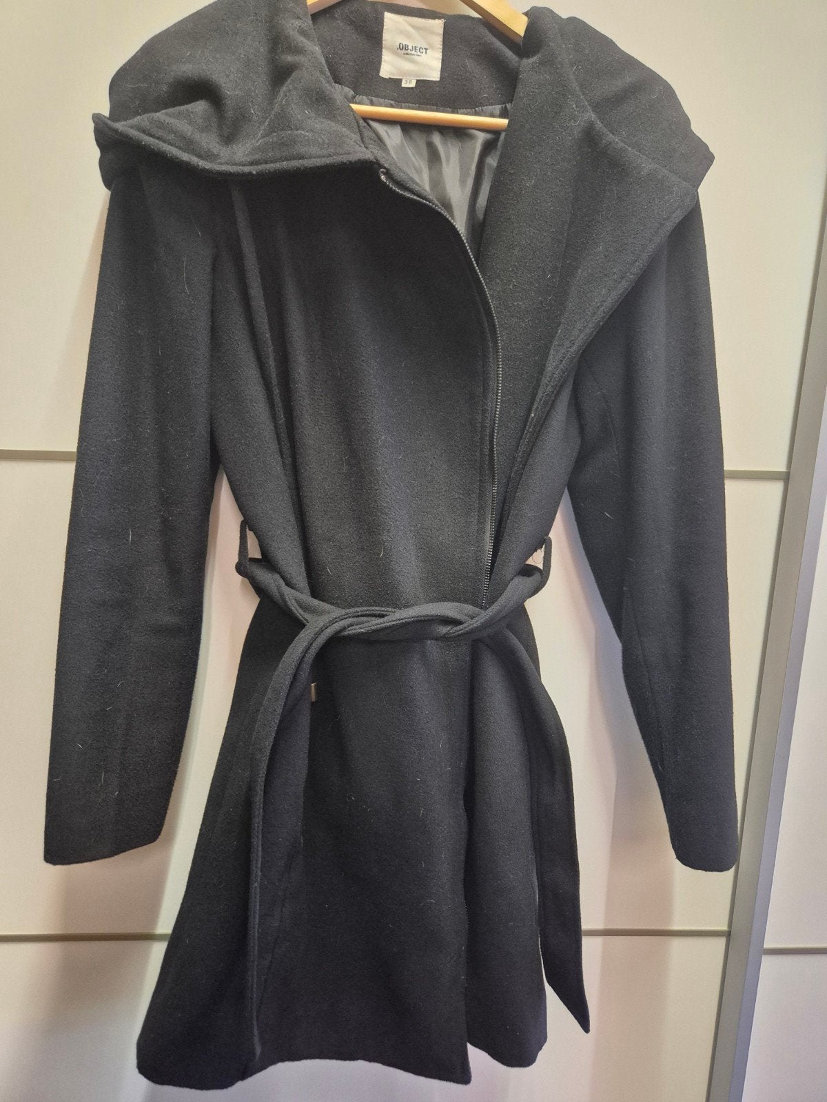 Zwarte winterjas met capuchon - Object, Maat 38/40 (M), Zwart, Object, Ophalen of Verzenden