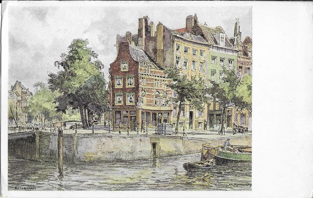 Rotterdam, schilderij H.E. Roodenburg, Verzenden, 1940 tot 1960, Ongelopen, Zuid-Holland