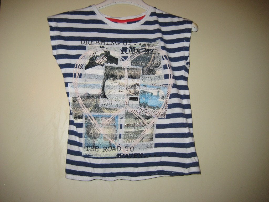 Gestreepd shirt, 122/128, Here + There, Ophalen of Verzenden, Zo goed als nieuw, Meisje, Shirt of Longsleeve