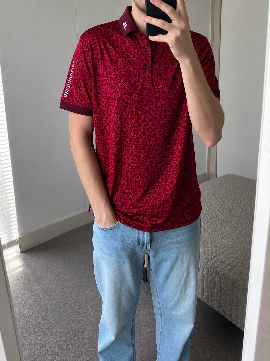 J.Lindeberg Golf Polo - Zo goed als nieuw - Maat XL, Ophalen of Verzenden, Zo goed als nieuw, Maat 56/58 (XL), Rood
