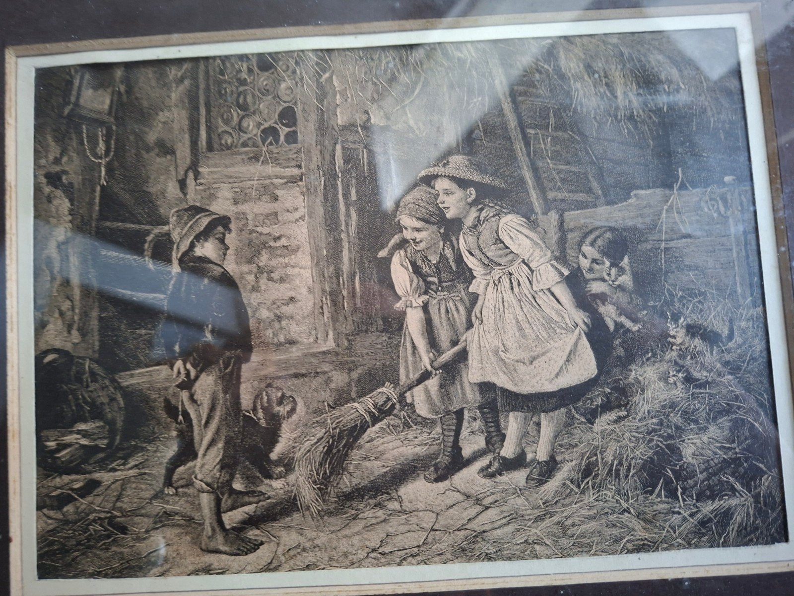 Antieke Houtgravure "Verboden Toegang" (1892), Ophalen of Verzenden