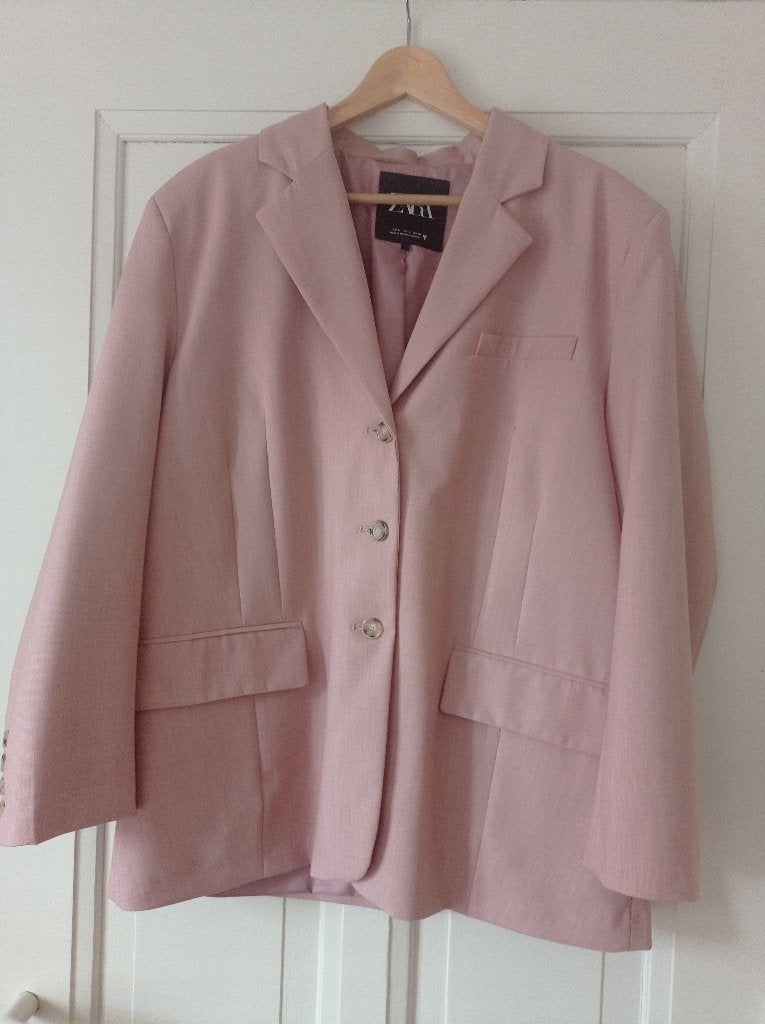 Blazer, colbert, roze, Zara, oversized, maat L, Ophalen, Zara, Maat 42/44 (L), Zo goed als nieuw