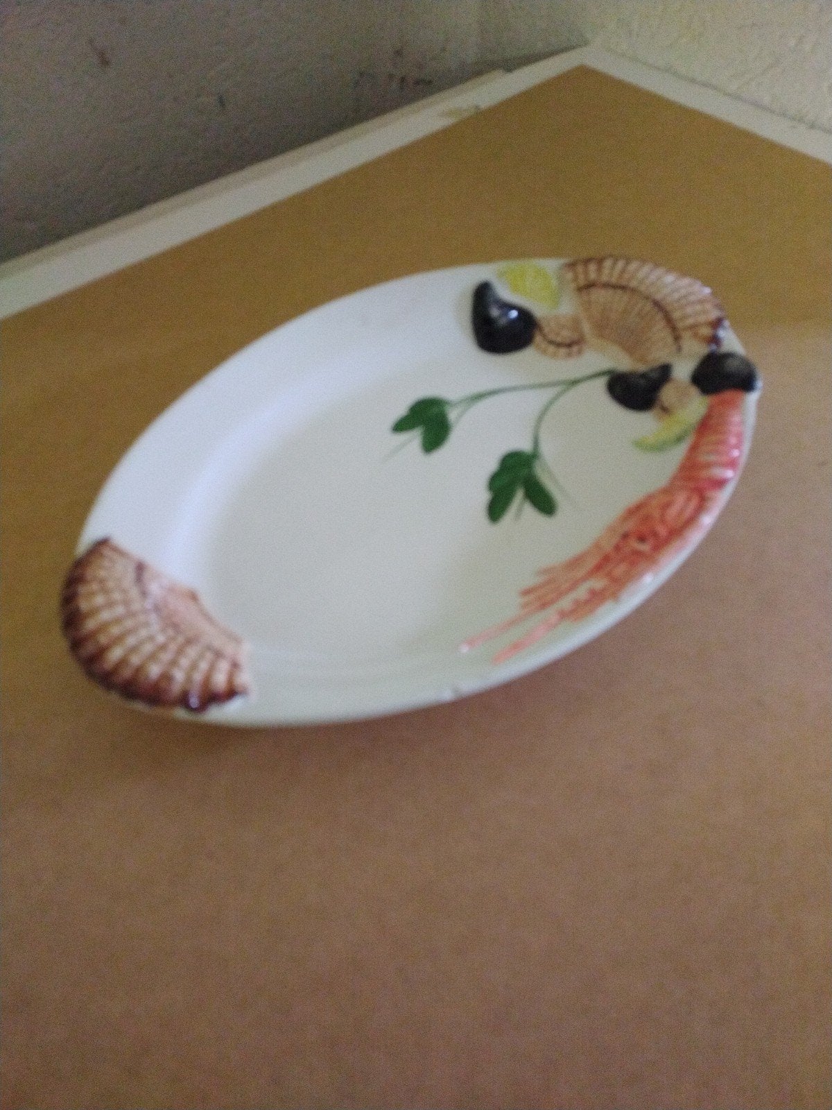 Vintage CLB Ovale Serveerschaal met Zeevruchten Decor, Antiek en Kunst, Ophalen of Verzenden