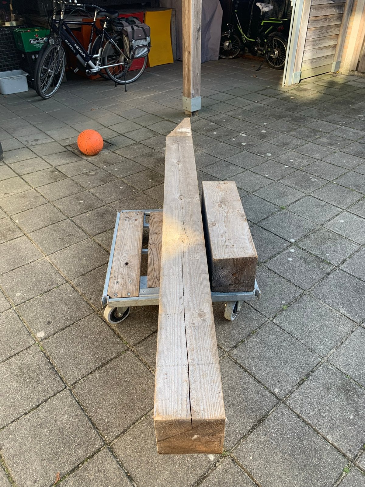 Douglas balk robuust stevige staander veranda, Doe-het-zelf en Verbouw, Hout en Planken, Gebruikt, Ophalen of Verzenden, 200 tot 250 cm
