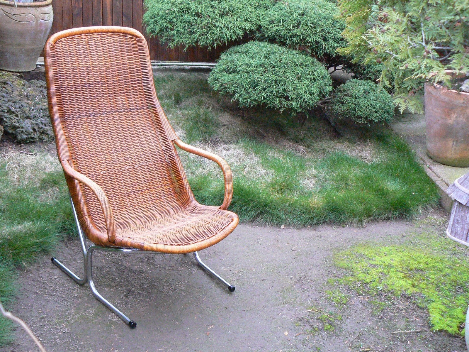 Fraaie Vintage Rotan Dirk van Sliedregt 514c Fauteuil/Stoel, Ophalen, Gebruikt, Vintage Rotan Design, Bruin