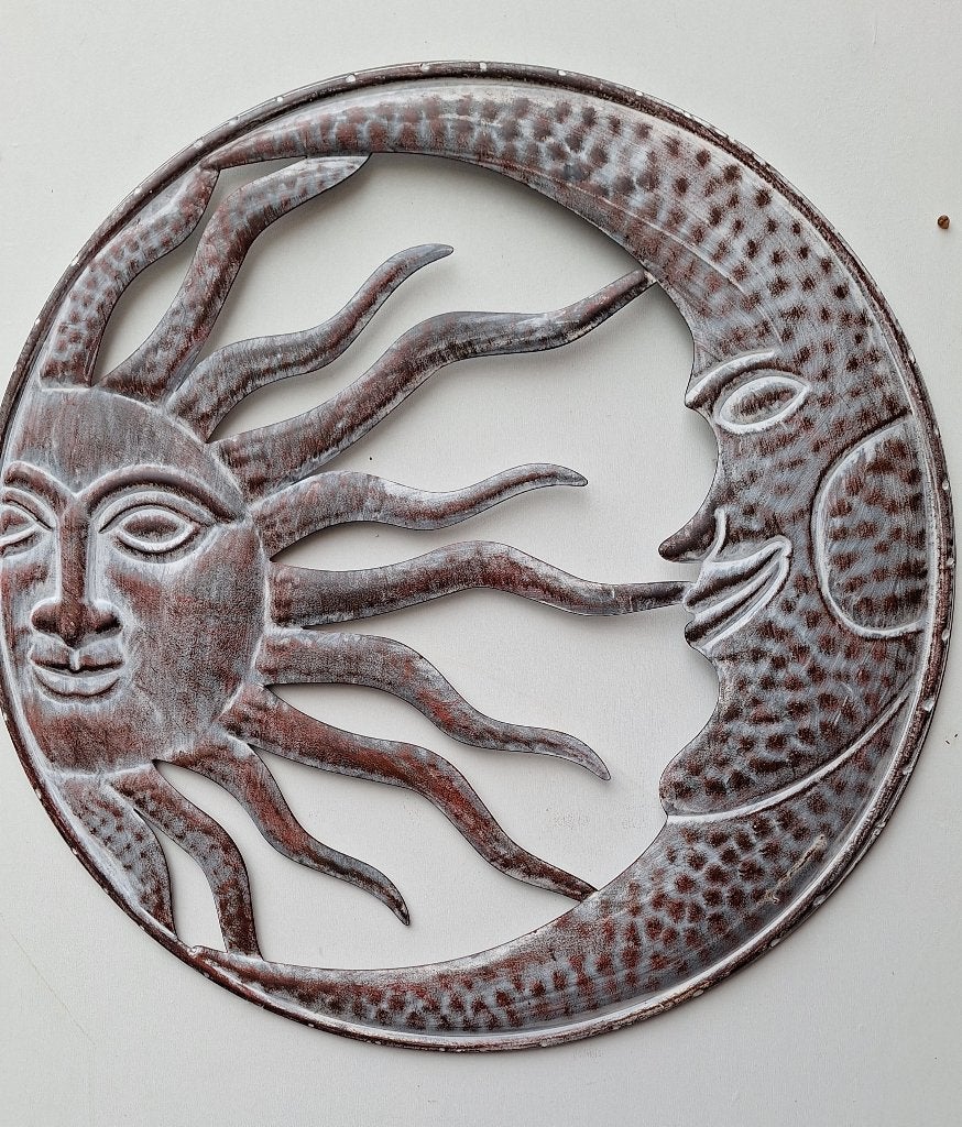 wanddecoratie zon maan Ø 54 cm, Metaal, Verzenden, 54 cm, Nieuw