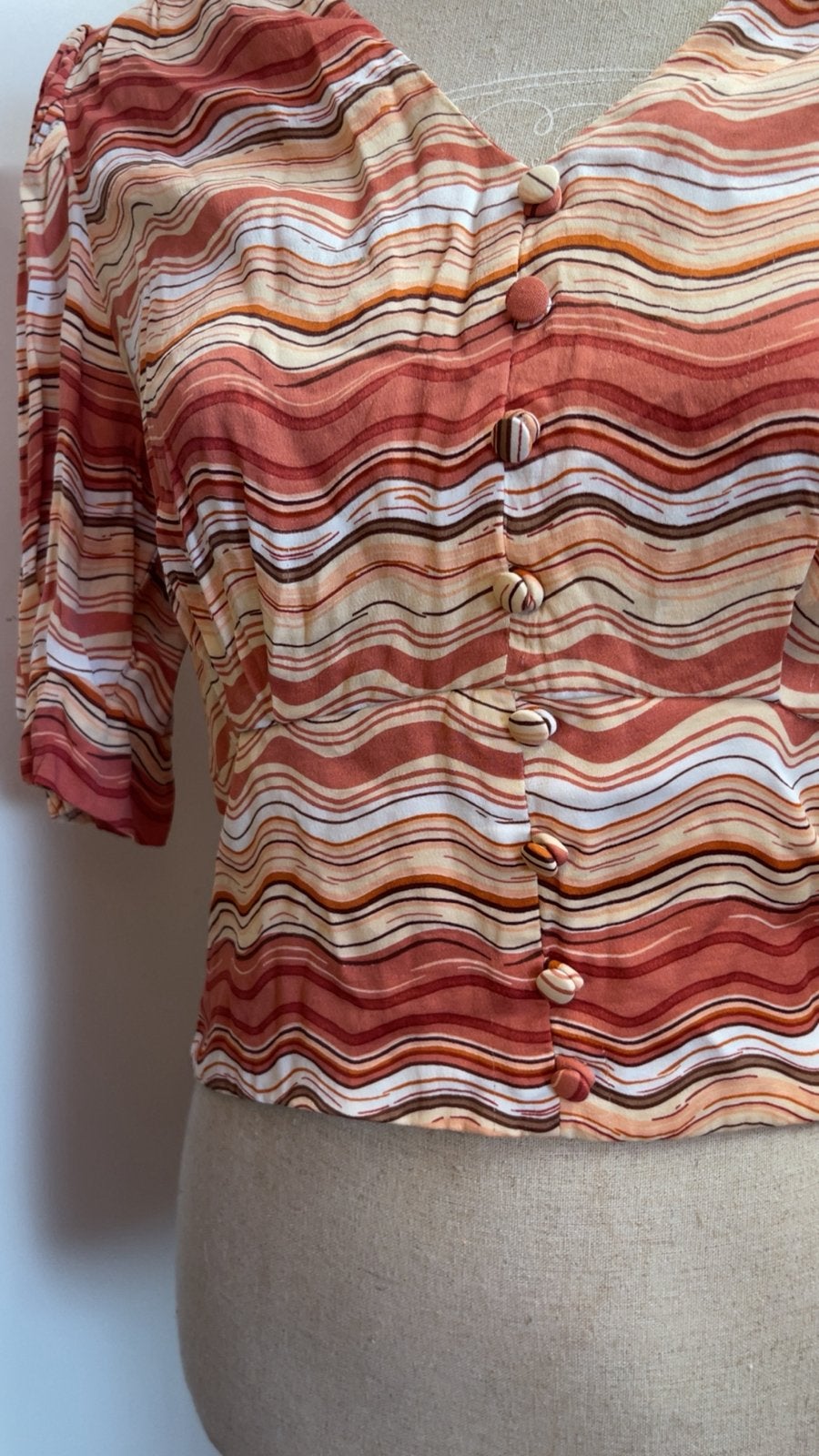 ADL Blouse met Korte Mouwen en Golvend Patroon, Kleding | Dames, Oranje, Zo goed als nieuw, Korte mouw, Ophalen