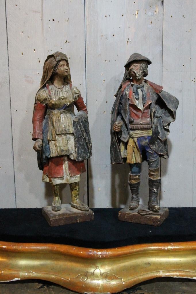 Antieke papier-maché figuren, Ophalen of Verzenden