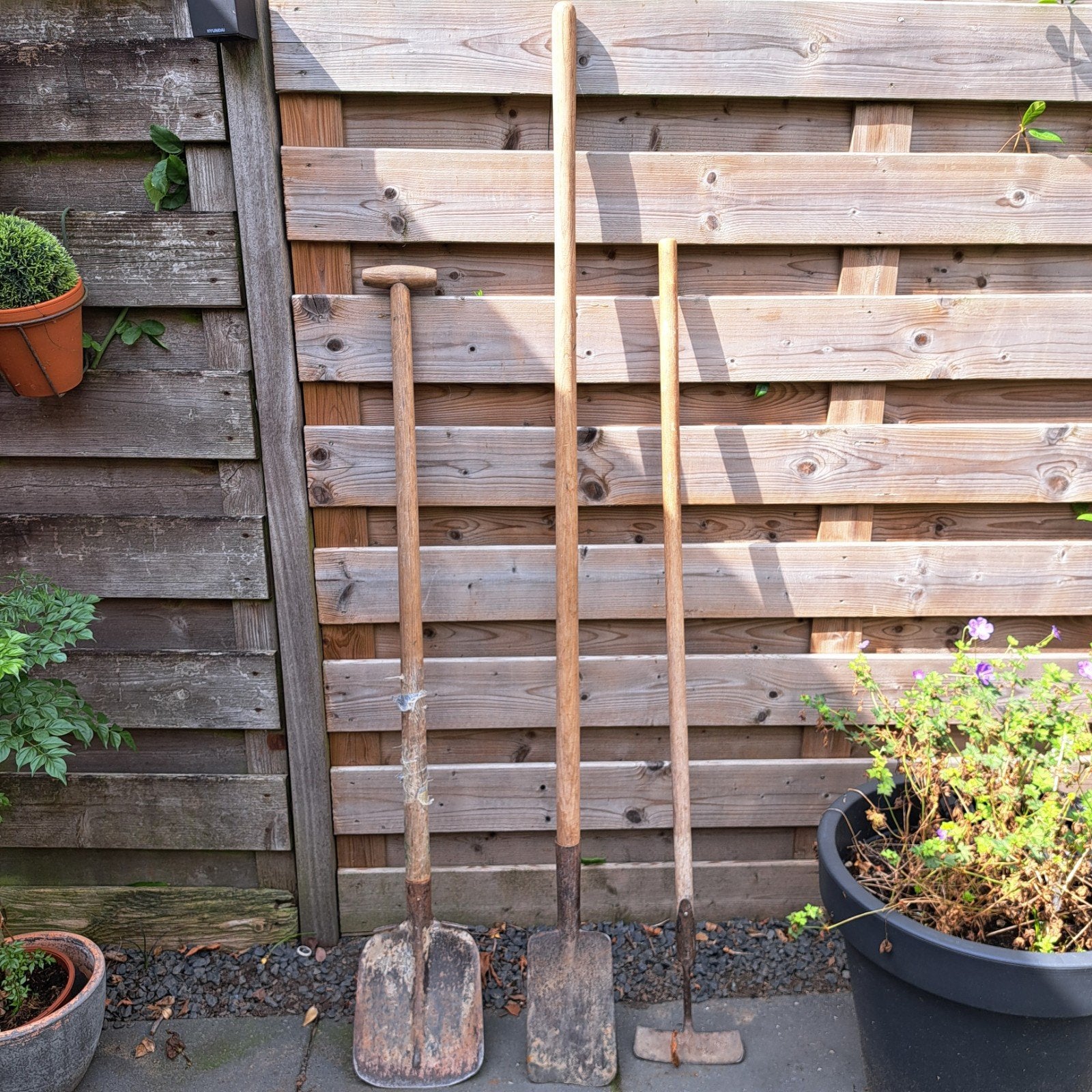 Set van 3 tuingereedschappen: schop, spade en 1 schoffel, Tuin en Terras, Ophalen, Gebruikt, Schop