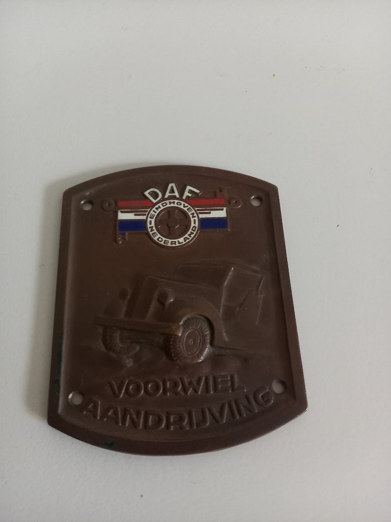 oud koper embleem Daf voorwiel aandrijving, Ophalen of Verzenden, Zo goed als nieuw, Auto's