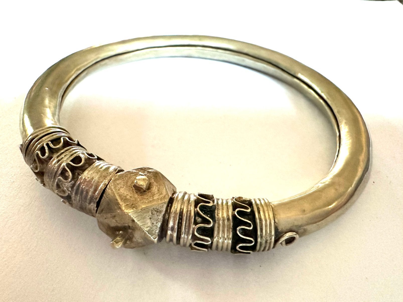 Zilveren vintage tribal Radjastan holle armband, Verzenden, Gebruikt, Zilver, Zilver