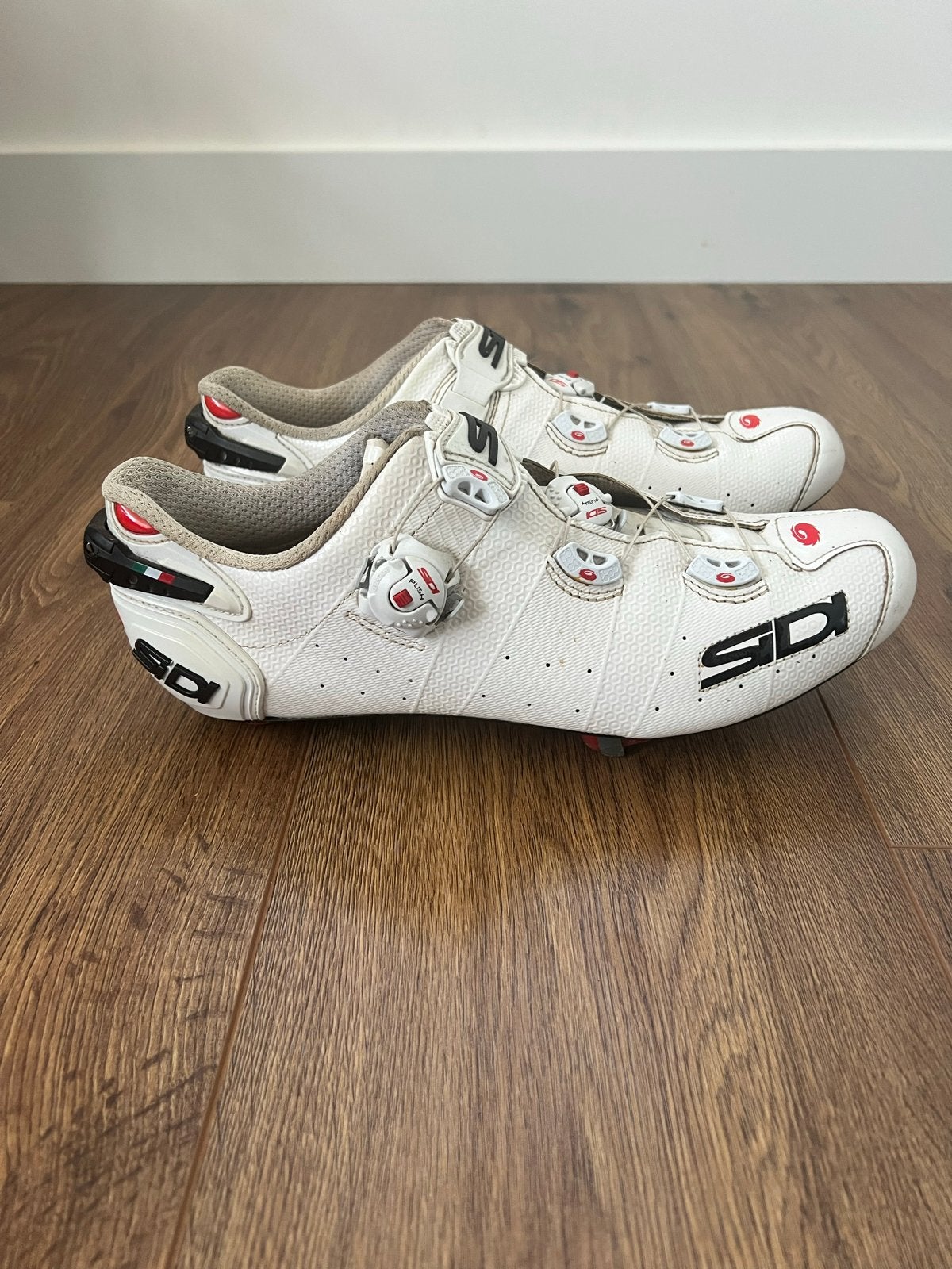 Sidi Wire 2 fietschoenen wit, maat 44, carbon zool, Fietsen en Brommers, Fietsaccessoires | Fietskleding, Gebruikt, Heren, Schoenen