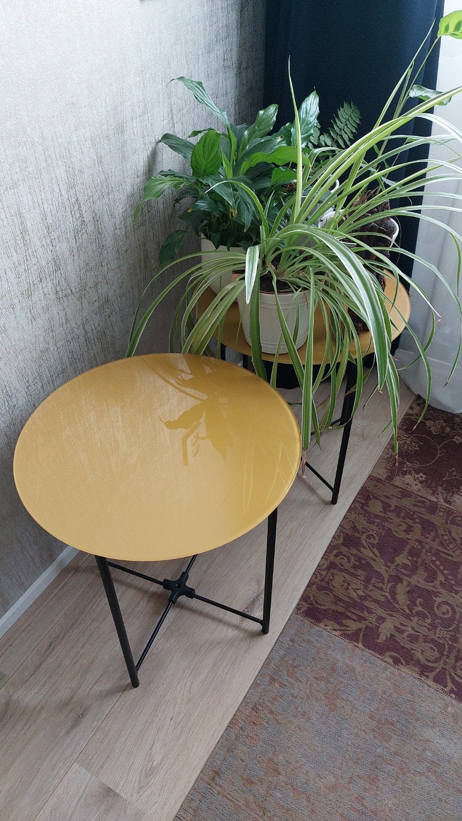 Bijzettafeltjes (2 stuks), Minder dan 55 cm, Rond, Glas, Ophalen