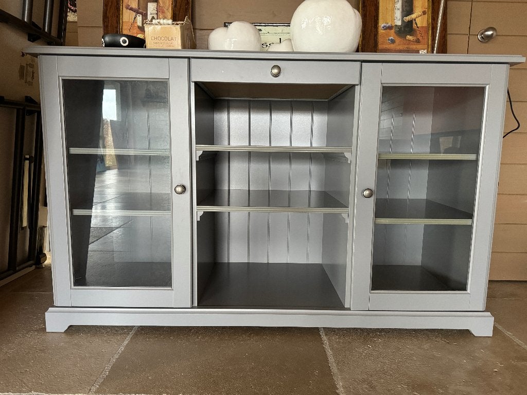 buffetkast grijs, Ophalen, Met plank(en), 100 tot 150 cm, Zo goed als nieuw