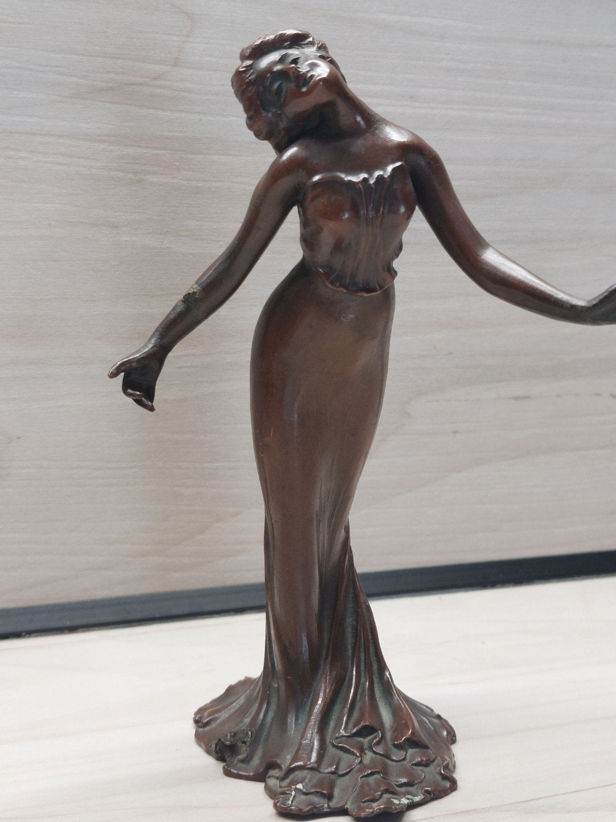 Bronzen beeldje vrouw Art Nouveau Jugendstil, Antiek en Kunst, Kunst | Beelden en Houtsnijwerken, Ophalen of Verzenden, Art nouveau