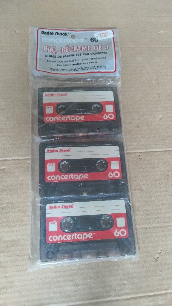 3 cassettes van Radio Shack jaren '80 - new old stock, Overige genres, Ophalen of Verzenden, Nieuw in verpakking, Onbespeeld
