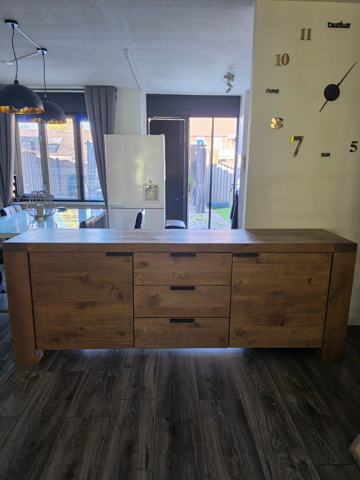Eikenhouten dressoir met lades en deuren, Ophalen, Gebruikt, Met deur(en), Eikenhout