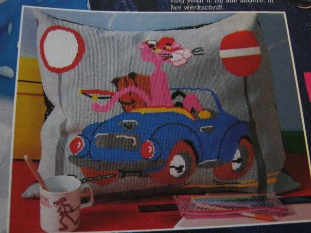 Borduurpatroon  Pink Panter in auto  nr 8558, Verzenden, Nieuw, Handborduren, Patroon