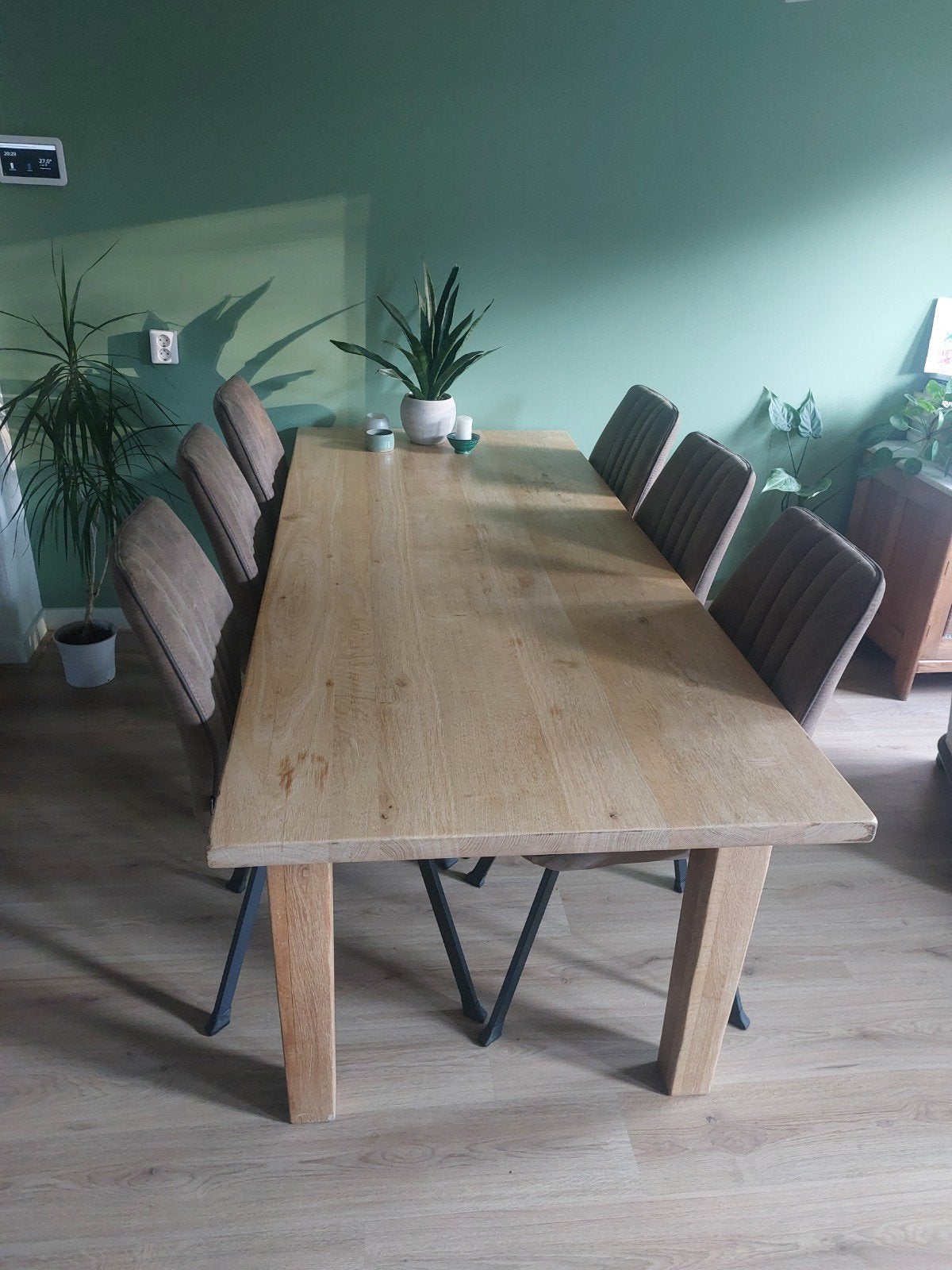 Massief houten eettafel, Huis en Inrichting, Tafels | Eettafels, Ophalen, Gebruikt, 200 cm of meer, 50 tot 100 cm