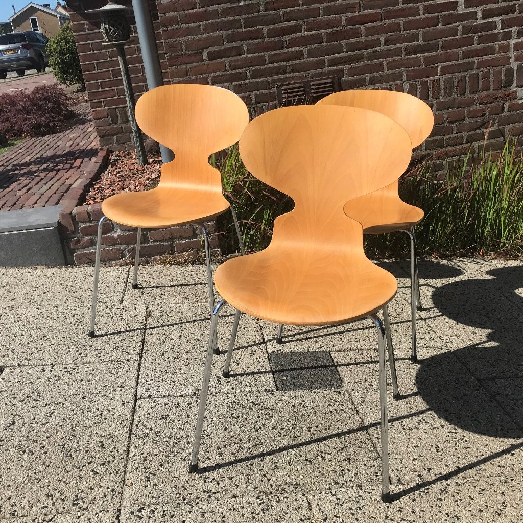 3  Fritz Hansen  3101 Mier Ant stoel chairs Natural Beech, Ophalen, Gebruikt, Bruin, Nvt