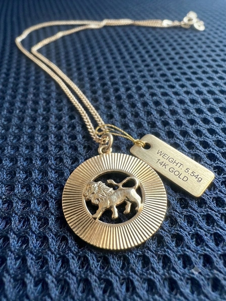 Gouden ketting met Leeuw hanger 14K - Fabioli, Met hanger, Gebruikt, Ophalen of Verzenden, Goud