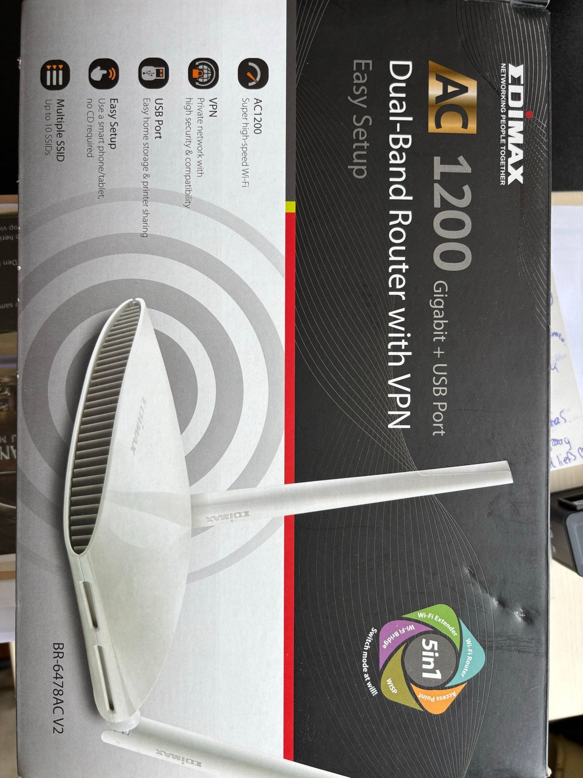 EDIMAX AC1200 Dual-Band Router met VPN en USB-poort, Ophalen of Verzenden, Nieuw, Router