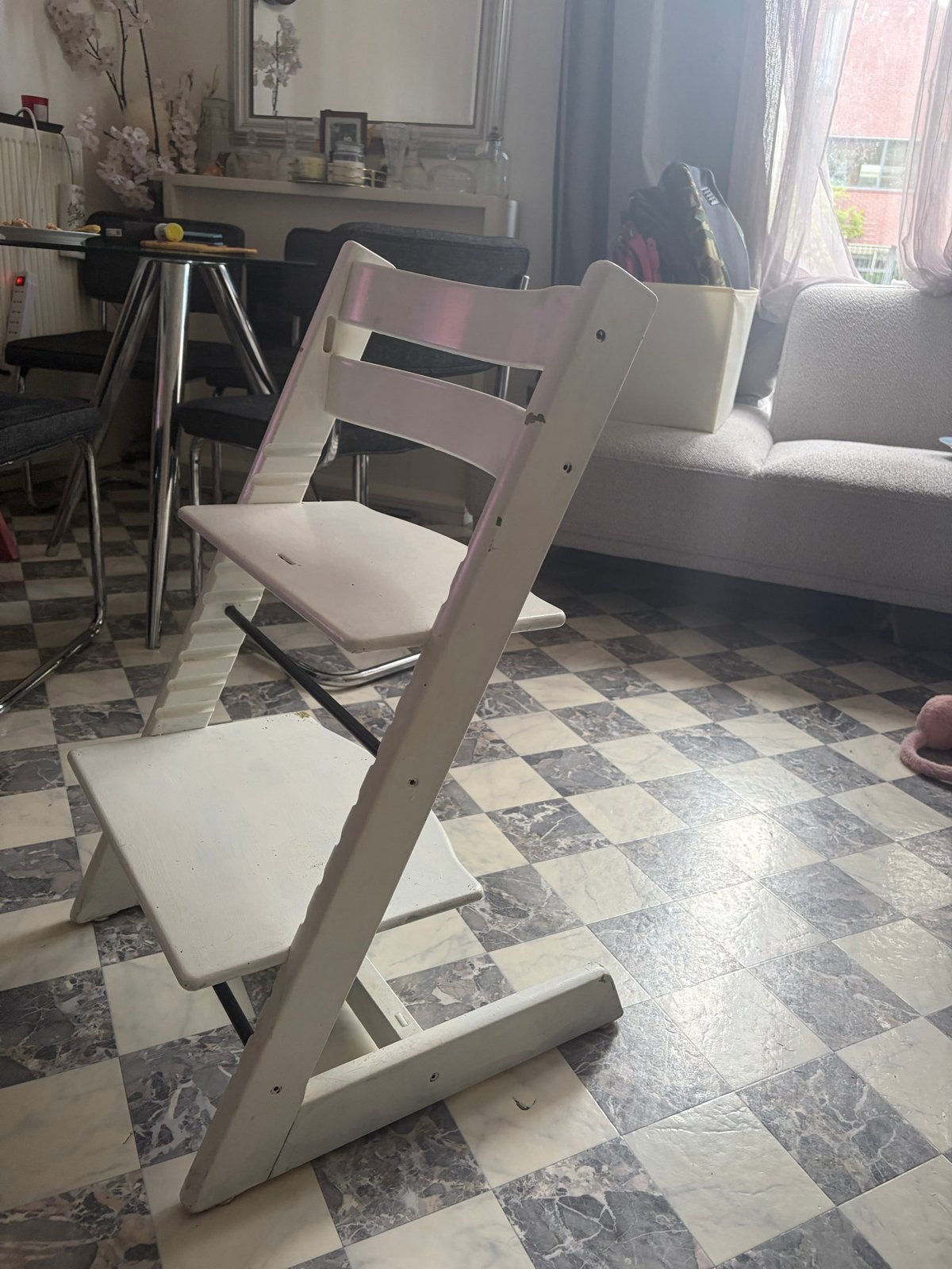 Trip Trap Stokke meegroeistoel - Wit, Kinderen en Baby's, Kinderstoelen, Ophalen of Verzenden, Gebruikt, Meegroeistoel, Aanschuifbaar