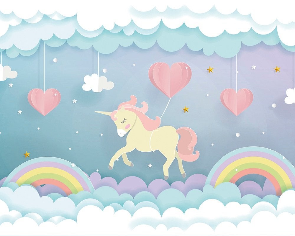 Eenhoorn 3D vlies behang Unicorn Dream 350 x 280 cm SALE!, Verzenden, Nieuw