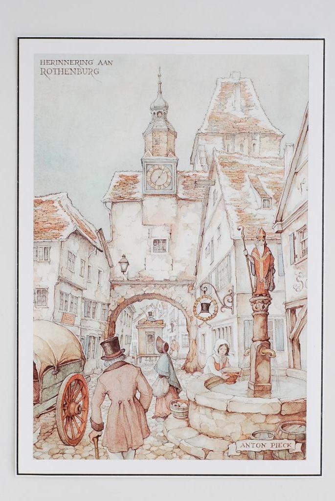 Rothenburg Herinnering - Anton Pieck, Verzamelen, Verzenden, Zo goed als nieuw, Voor 1940, Prent