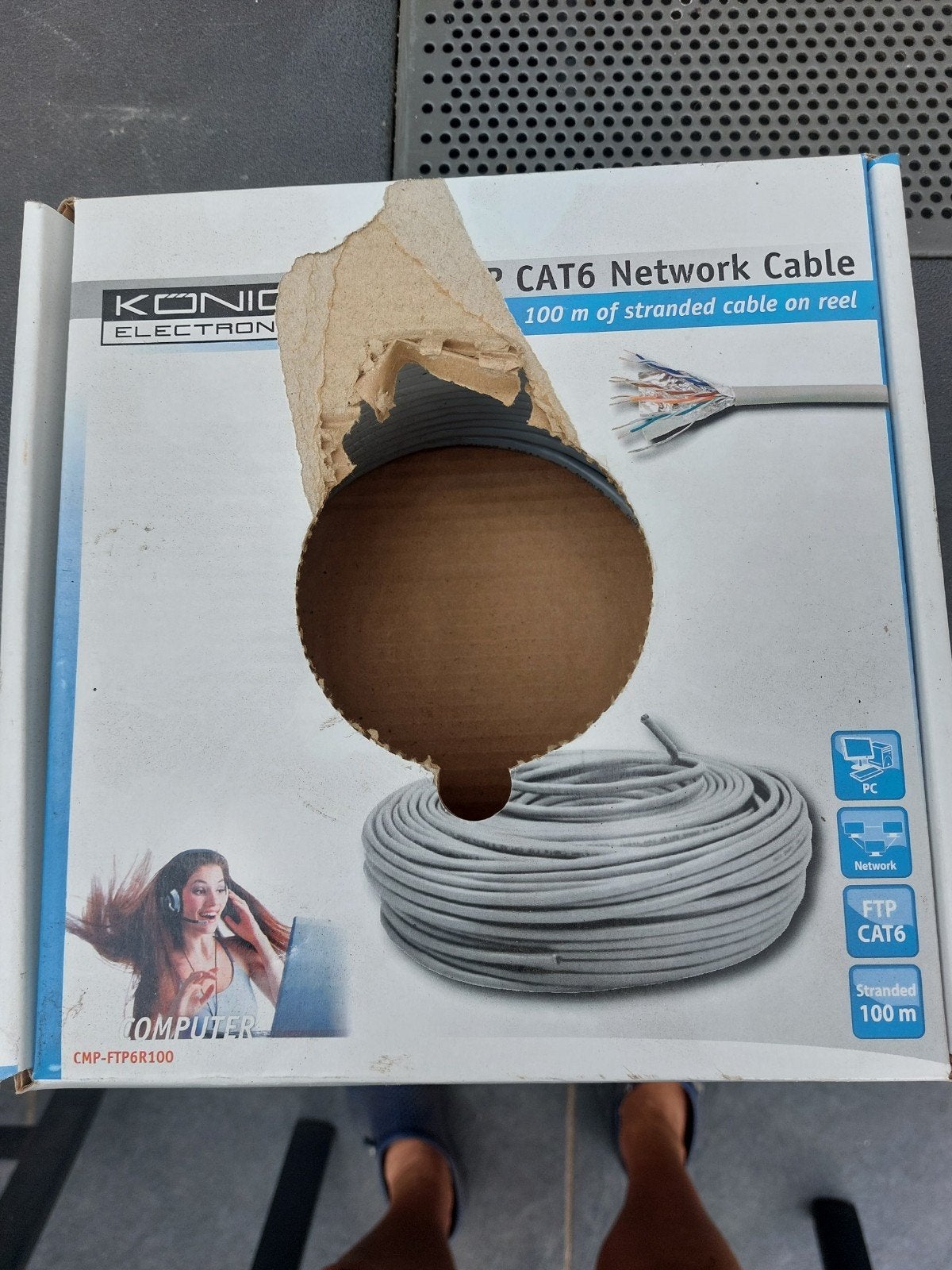 FTP CAT6 Netwerkkabel 100m op rol - Konig Electronic, Ophalen of Verzenden, Nieuw