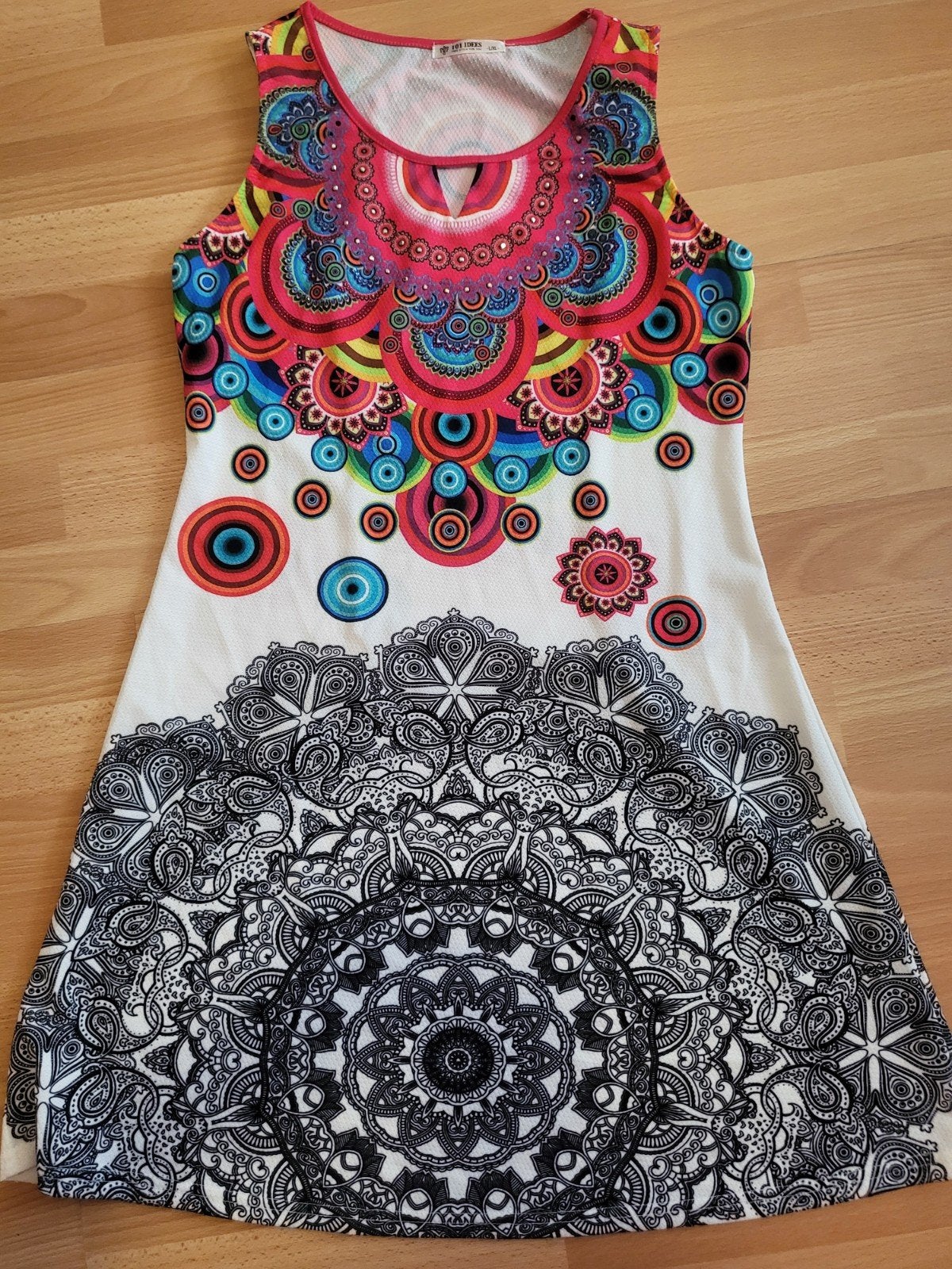Zomerjurk met kleurrijke mandala print - 101 Idees, Kleding | Dames, Maat 38/40 (M), Meerkleurig, Ophalen of Verzenden, Zo goed als nieuw