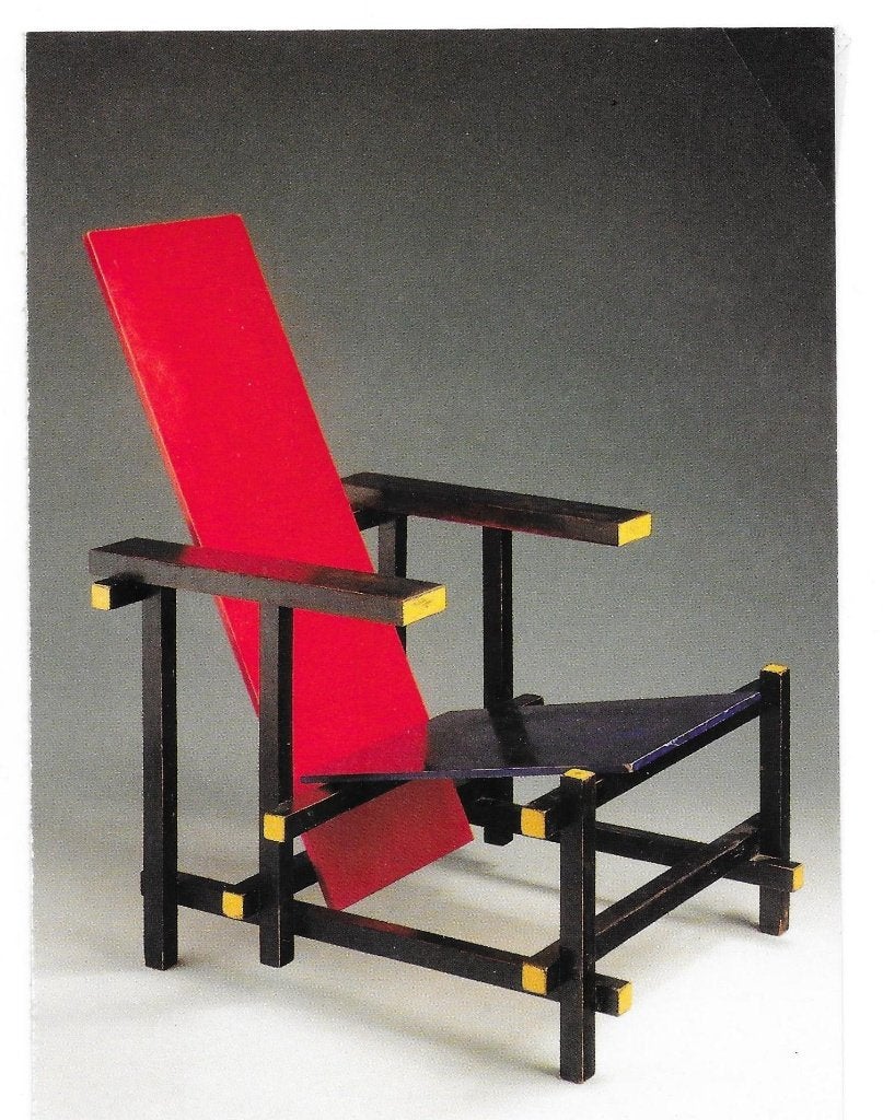 Rietveldstoel Rood Blauw, Huis en Inrichting, Stoelen, Gebruikt, Overige kleuren, Eén, Hout