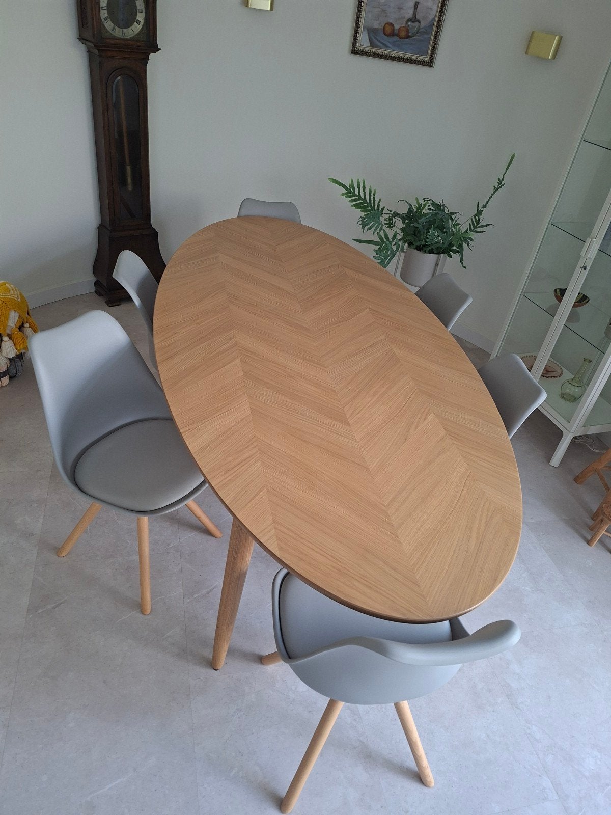 Eettafel (240x110x77) met 6 stoelen (83x49x46), Huis en Inrichting, Ophalen, Japandi, 100 tot 150 cm, 200 cm of meer