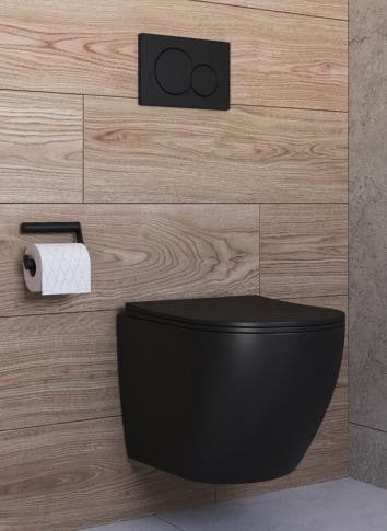 Wandcloset Mudo Randloos Mat Zwart (inclusief Zitting), Doe-het-zelf en Verbouw, Sanitair, Ophalen, Zo goed als nieuw, Toilet