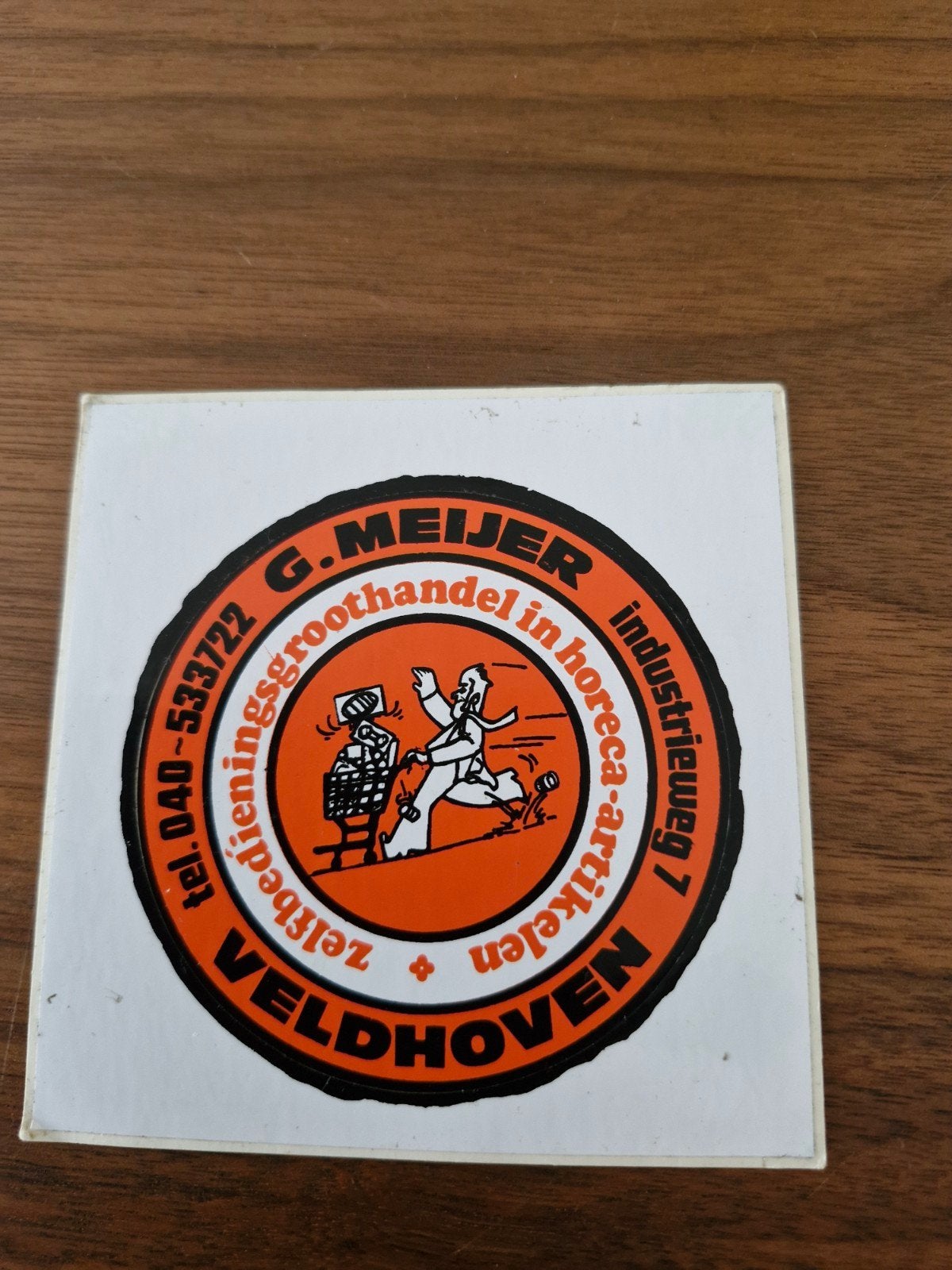 9107 Vintage G. Meijer Veldhoven Horeca Sticker, Ophalen of Verzenden, Gebruikt, Bedrijf of Vereniging