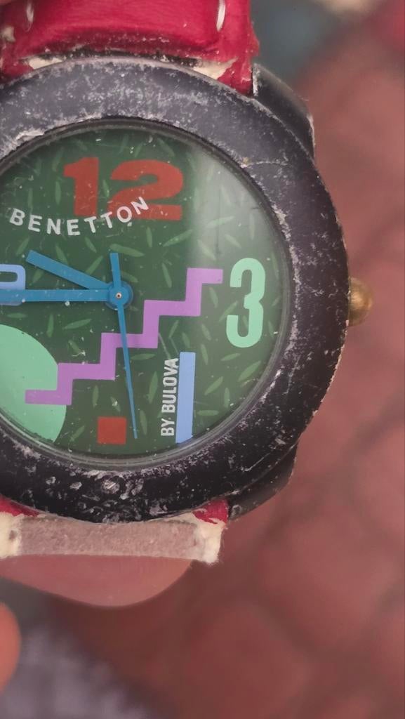 Benetton by Bulova Heren Horloge - Vintage Polshorloge, Overige merken, Kunststof, Gebruikt, Polshorloge