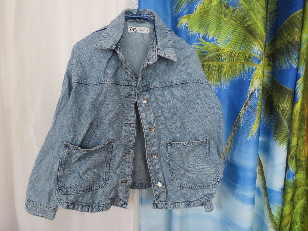 oversized distressed spijkerjas mt L Zara, Blauw, Zara, Maat 42/44 (L), Ophalen of Verzenden