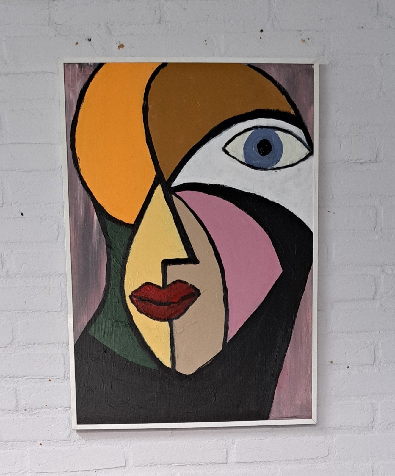 Modern Abstract Portret Schilderij - Levendige Kleuren, Antiek en Kunst, Kunst | Schilderijen | Modern, Portret, Acrylverf, Textiel