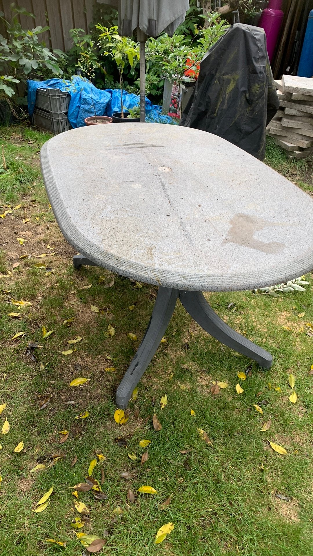 Gratis tuintafel, Ophalen, Gebruikt, Ovaal, Kunststof
