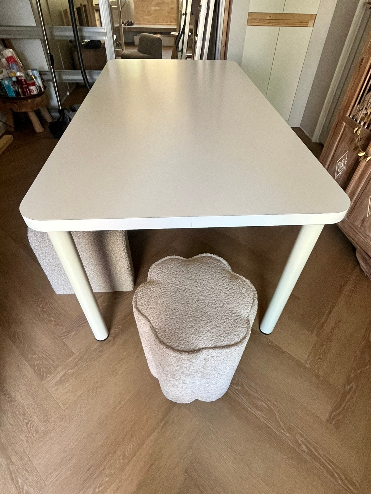 Witte stevige eettafel 180 x 90 cm, Ophalen, Overige materialen, Gebruikt, Scandinavisch