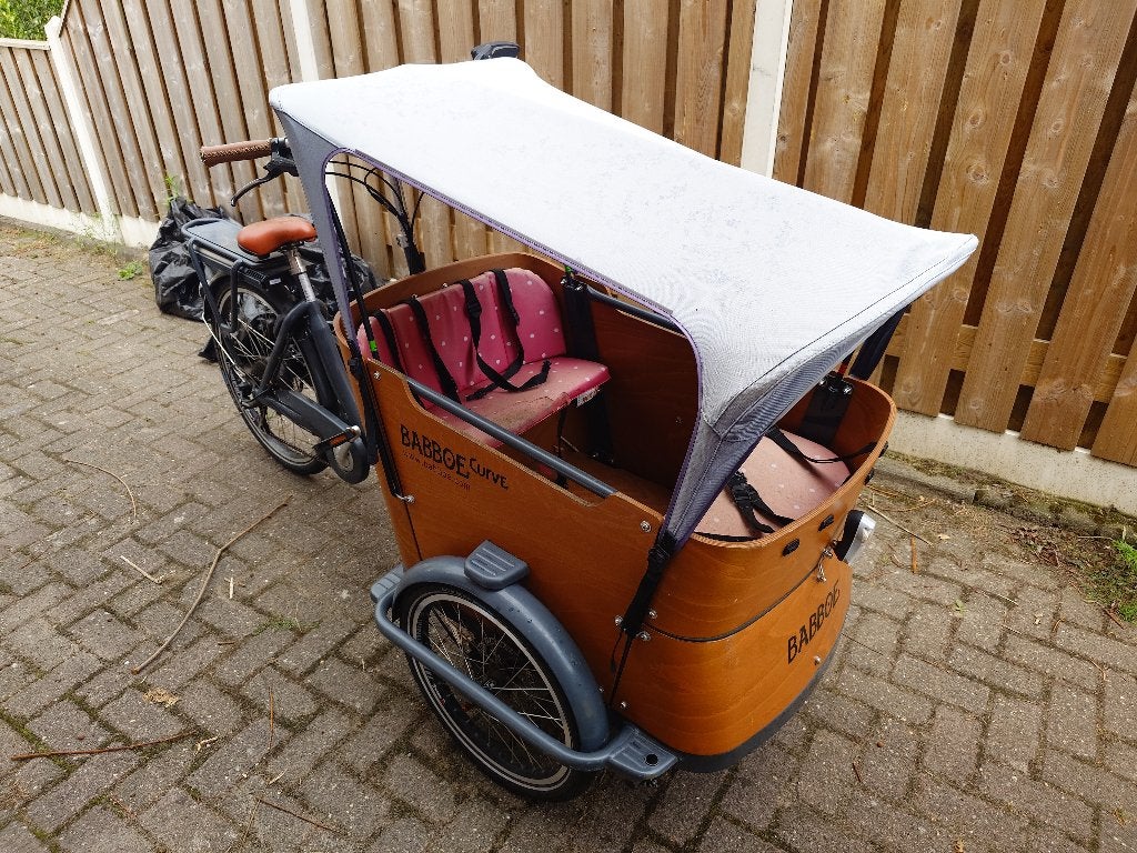 babboe curve-e bakfiets met storing, Fietsen en Brommers, Fietsen | Bakfietsen, 4 kinderen of meer, Gebruikt, Huif, Schijfrem