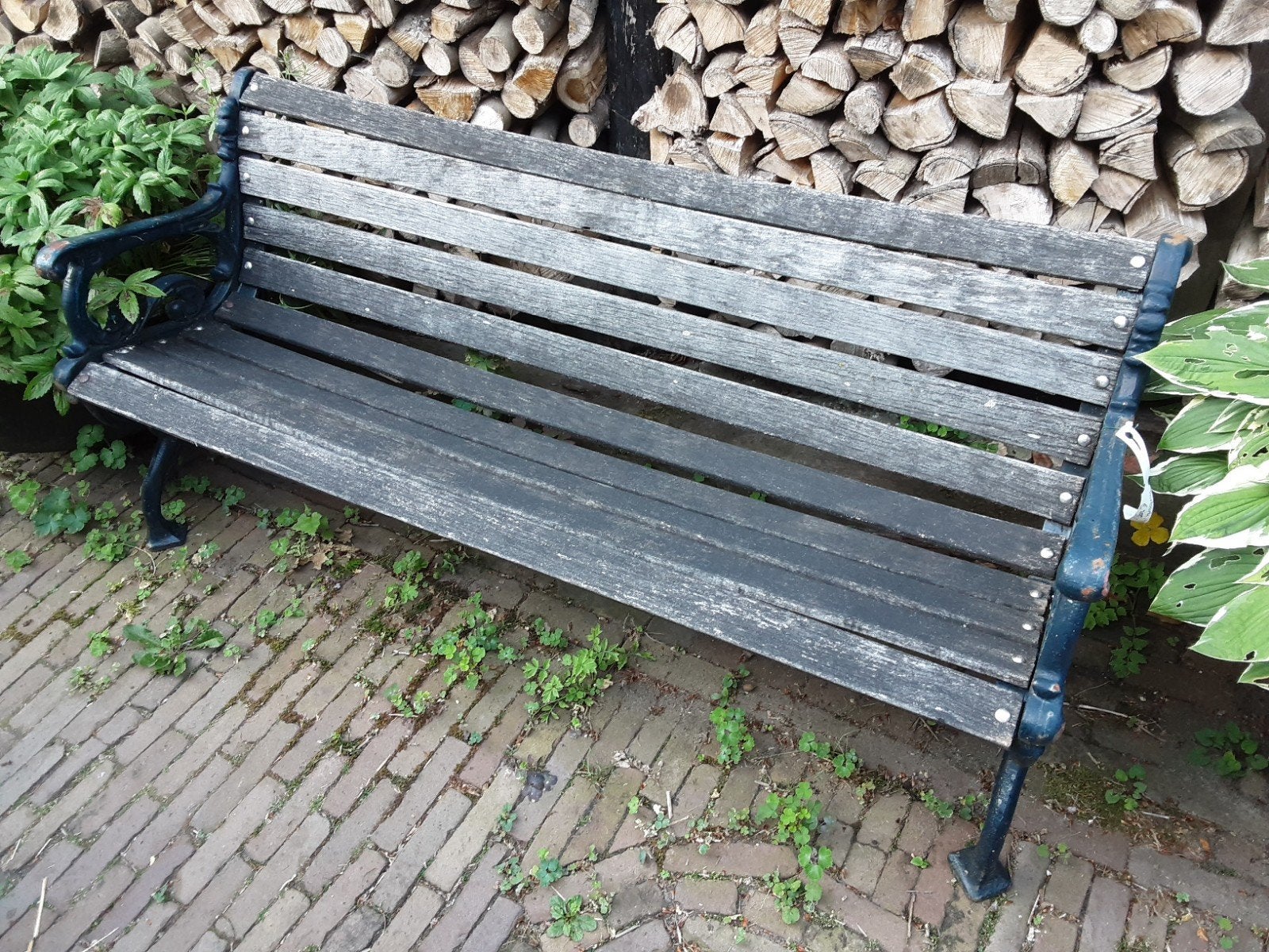 Gietijzeren tuinbank, Tuin en Terras, Ophalen, IJzer, Sierhekwerk